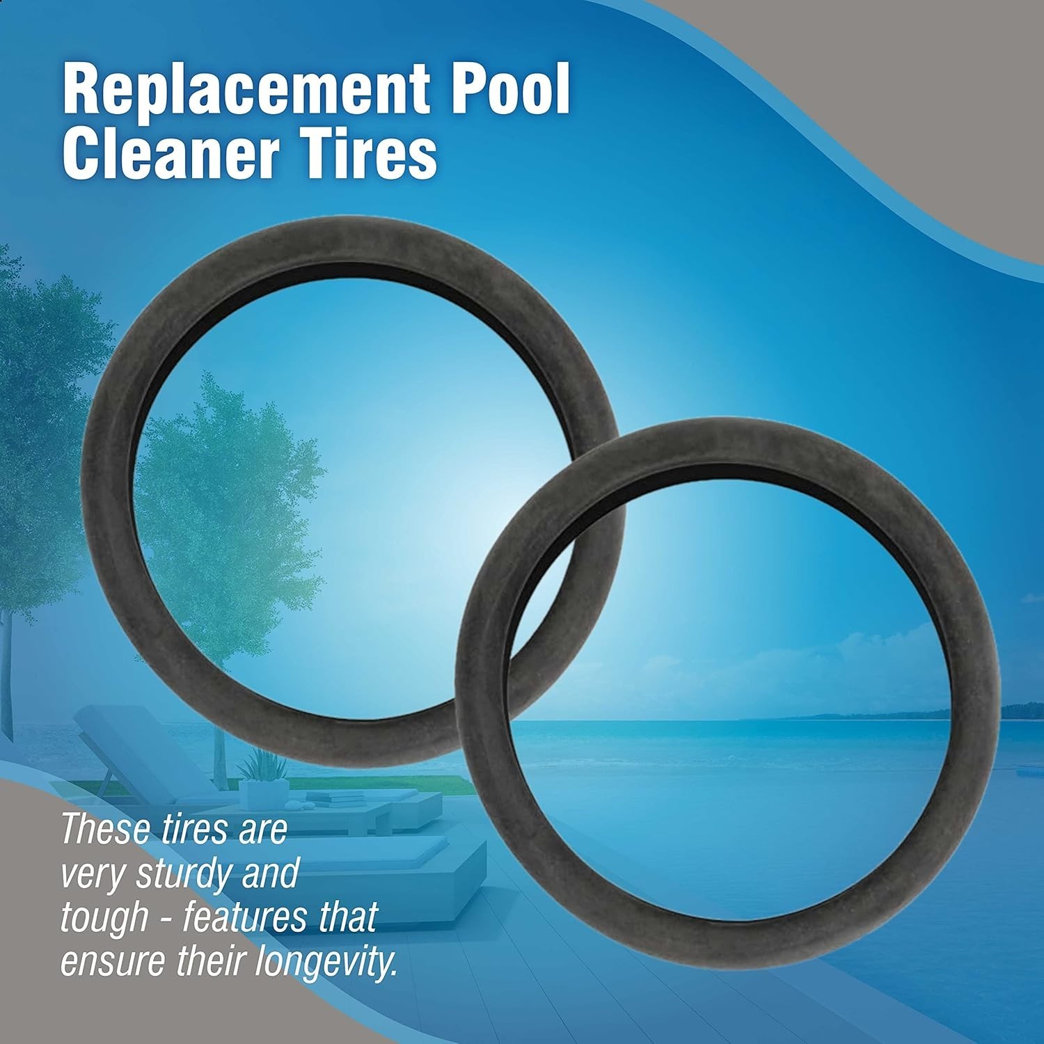 3-Pack Pool Cleaner Tires 48-232 for Polaris 3900/480 Sport, P39, Black Max