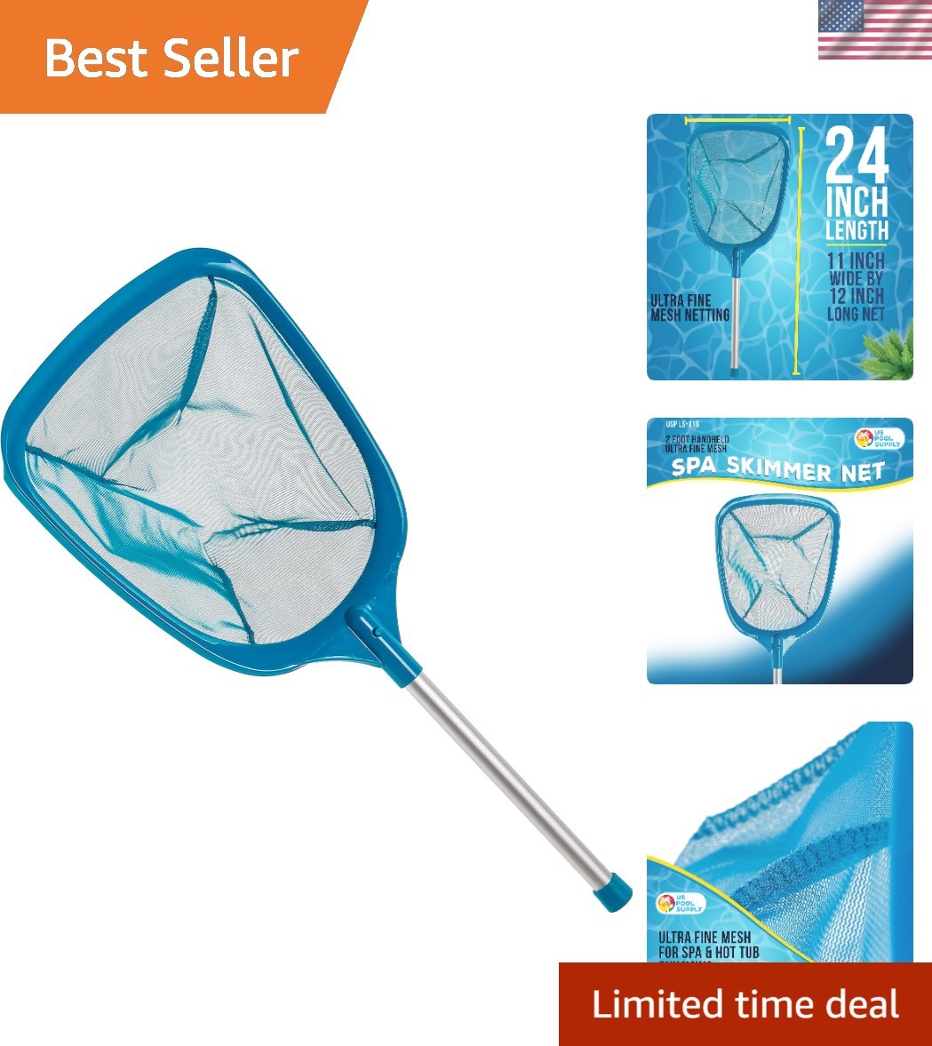 Lightweight Leaf Skimmer with Detachable Aluminum Pole for Easy Pool Maintenance