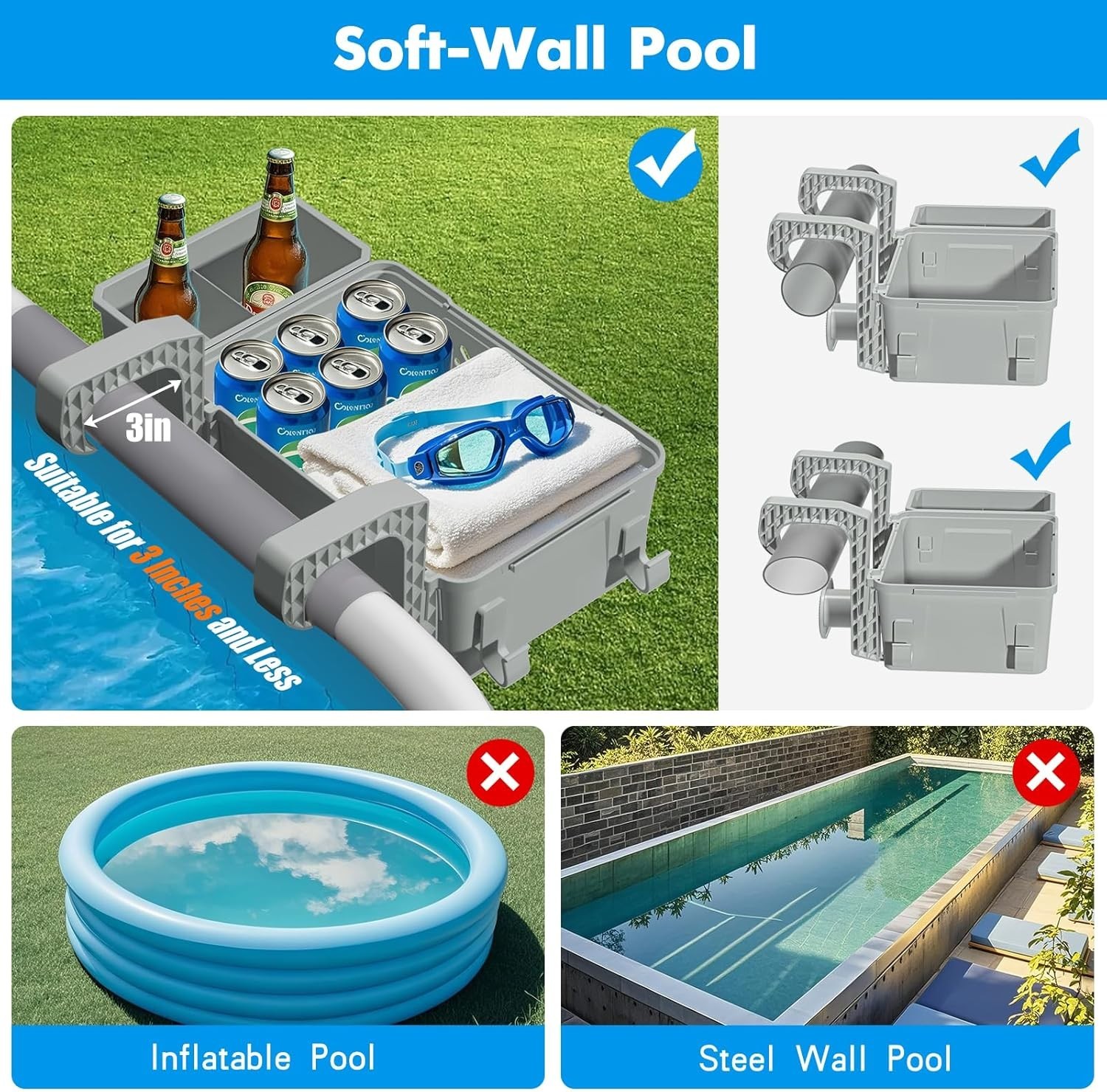 Poolside Storage Basket 2 Pack – above Ground Pool Accessories, Swimming Pool St