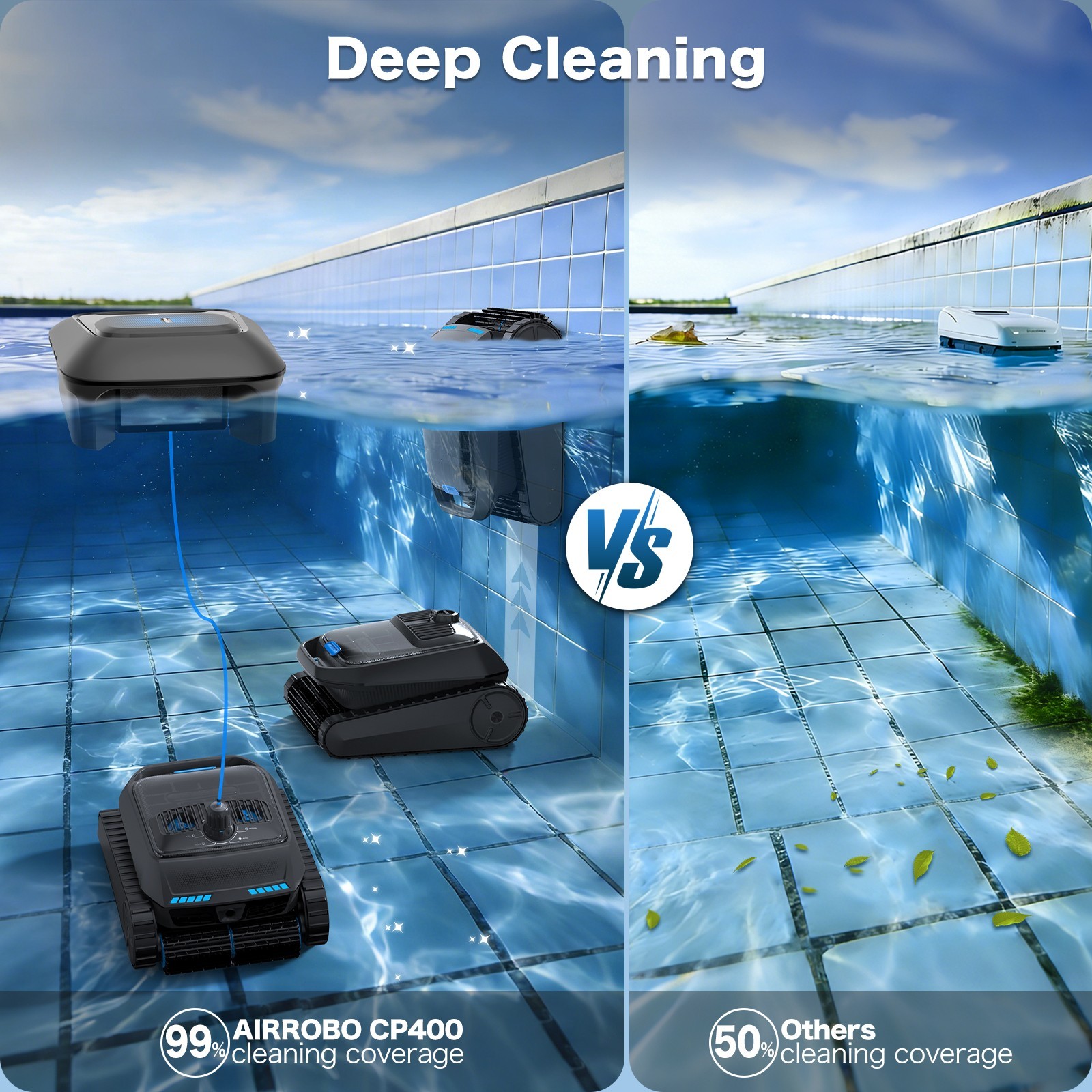 AIRROBO CP400 Cordless Robot Pool Cleaner & Robotic Pool Skimmer Inground APP