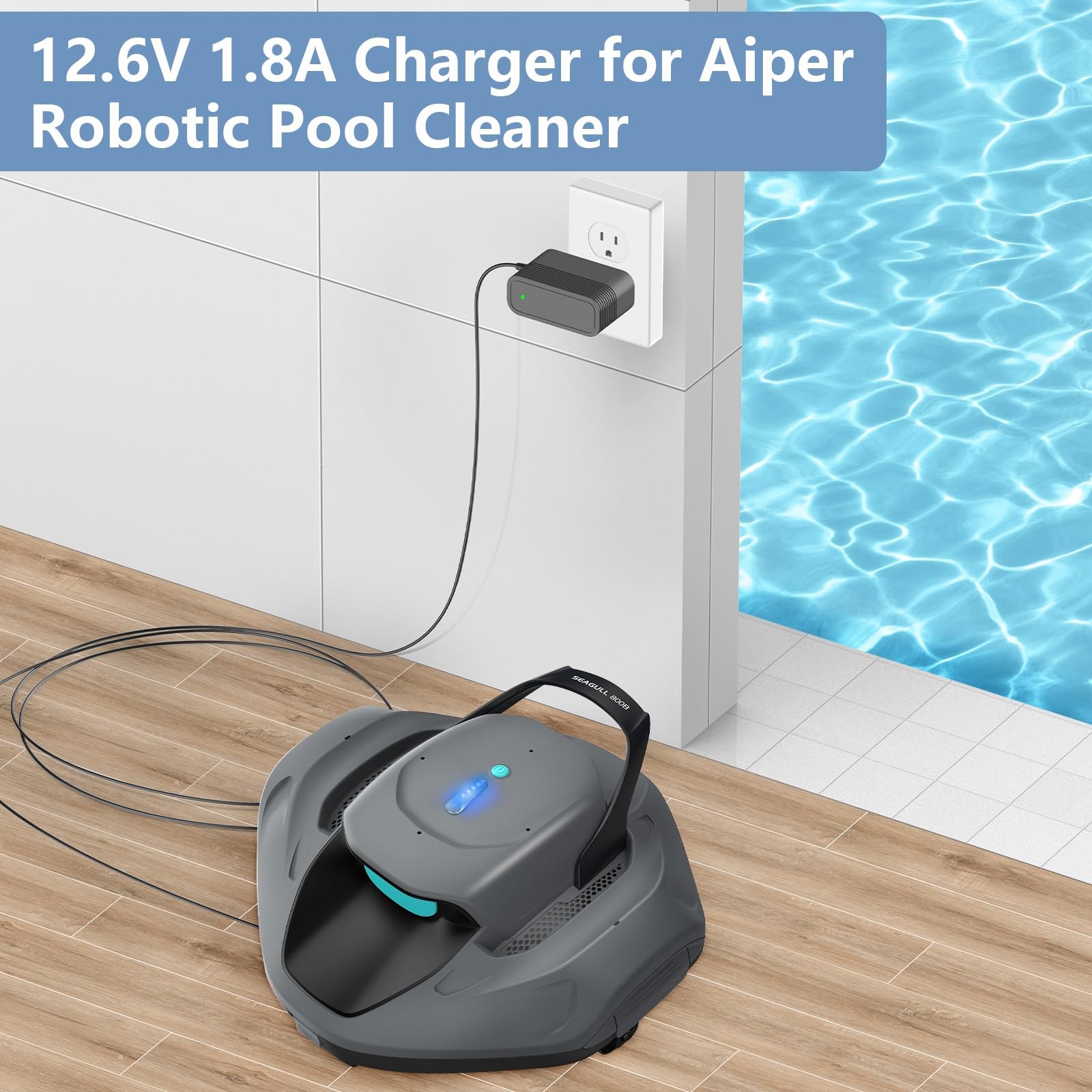 12.6V 1.8A Charger for Aiper Robotic Pool Cleaner Compatible with White