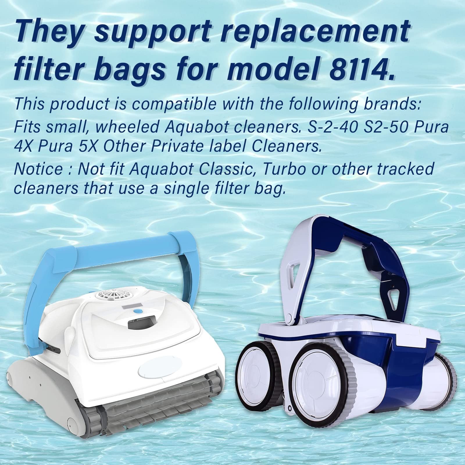 Fine Filter Bag Replacement for Pool Cleaners – Fits Aquabot S-2-40, S2-50, Pura
