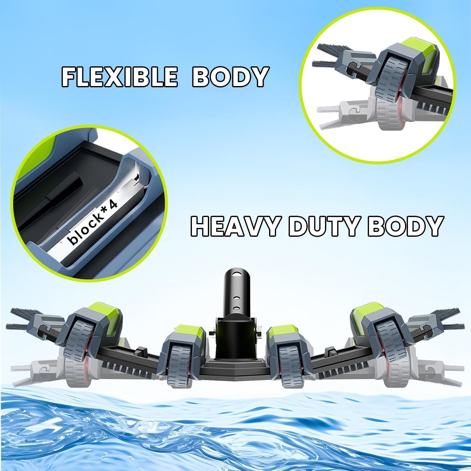 Professional Heavy Duty Weighted Pool Vacuum Head with Wheels Aluminum Handle