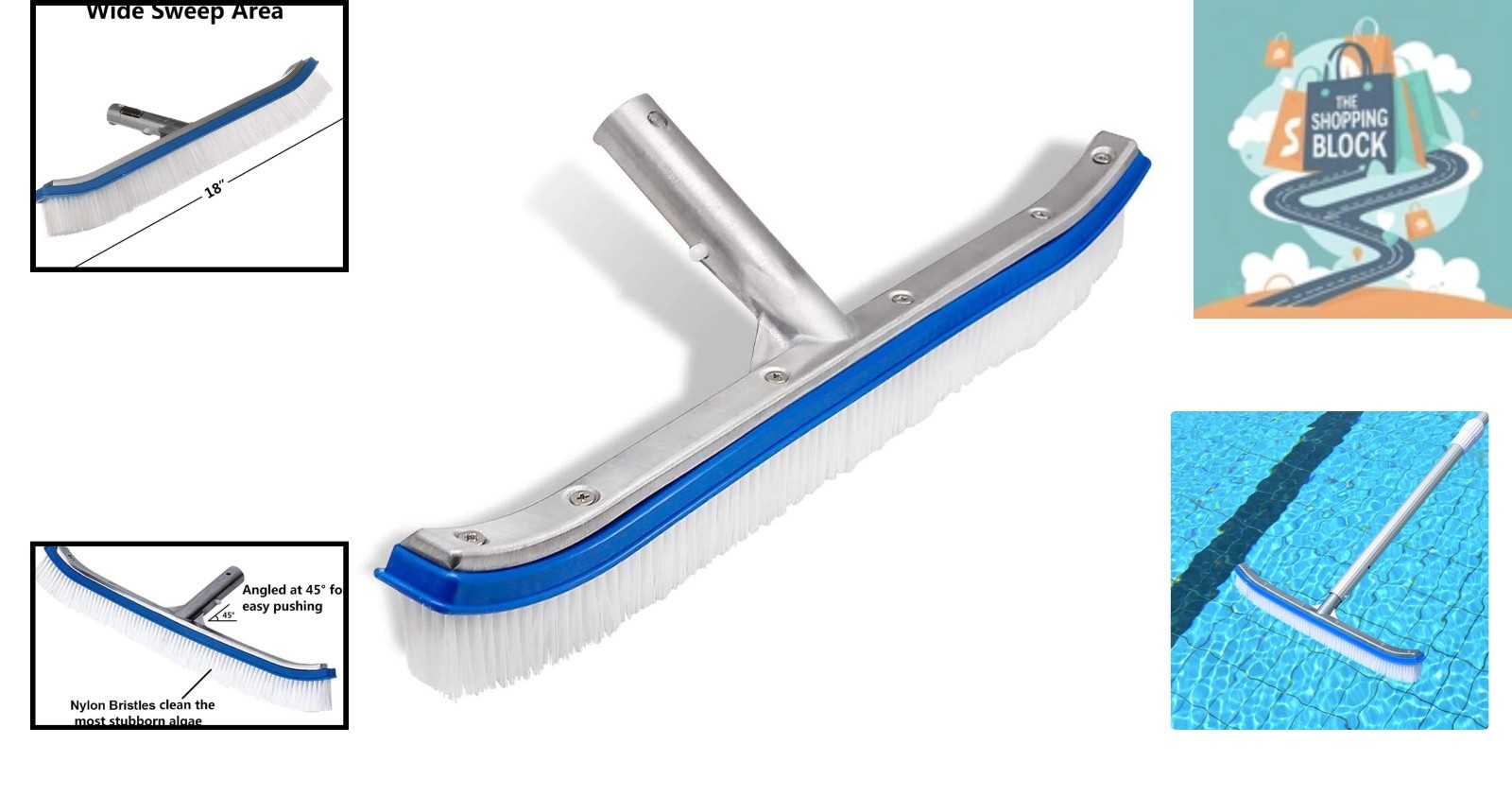 18-Inch Heavy Duty Vinyl Pool Wall & Tile Brush, White