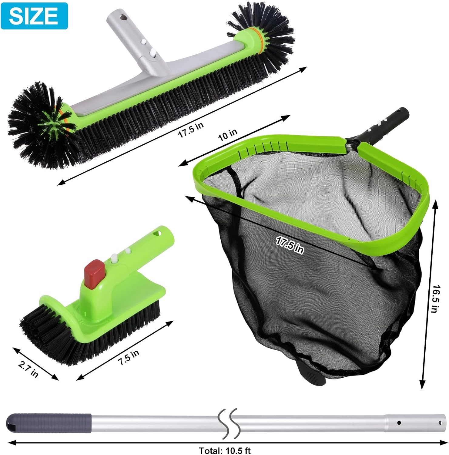 Sepetrel Pool Cleaning Kit: Skimmer, Brush, Pole for In/Above Ground