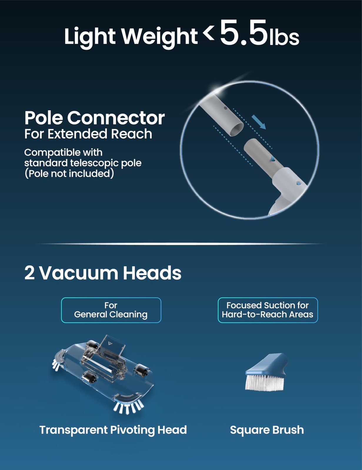 2026 Rechargeable Cordless Pool Vacuum for Above Ground Pool, Stainless Steel…