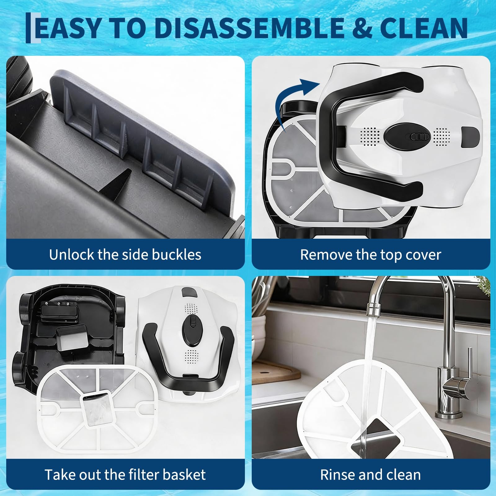 ✨Robotic Pool Cleaners Cordless for Above Ground Pools Portable 130 Min Runtime