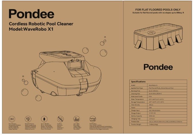 X1 Robotic Pool Vacuum, Cordless Pool Cleaner with 120 Mins Runtime, Auto-Parkin