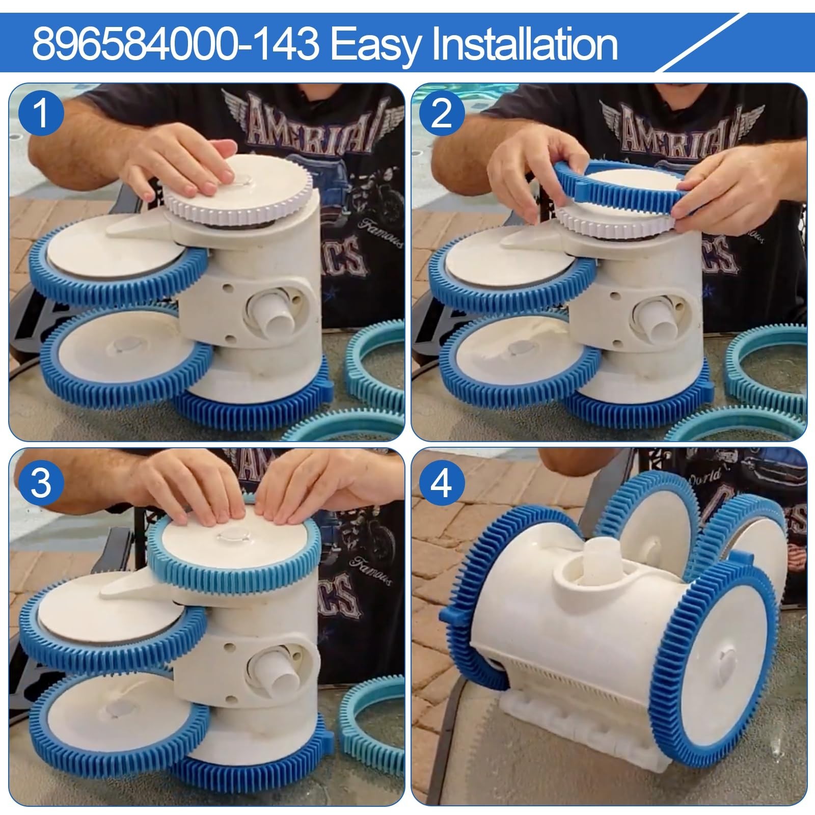 Pool Cleaner Tire Combo Kit for Vacuums – Front & Rear Tires (2pcs Each)