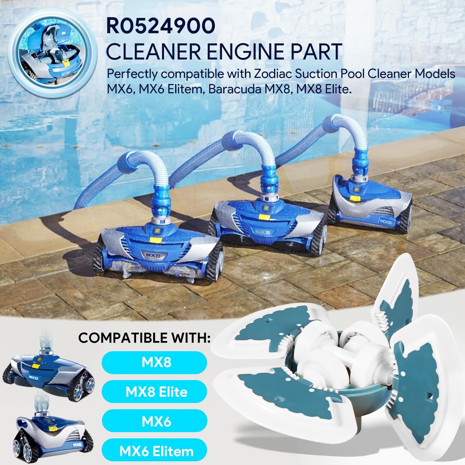 R0524900 Engine Assembly for Zodiac MX8 MX8EL Elite Automatic Suction Side Pool