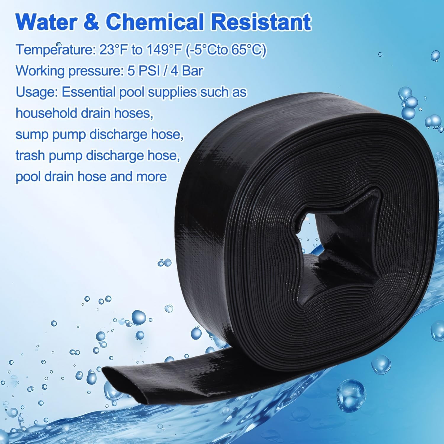 Versatile 50FT PVC Swimming Pool Backwash Hose – Effortless Drainage Setup