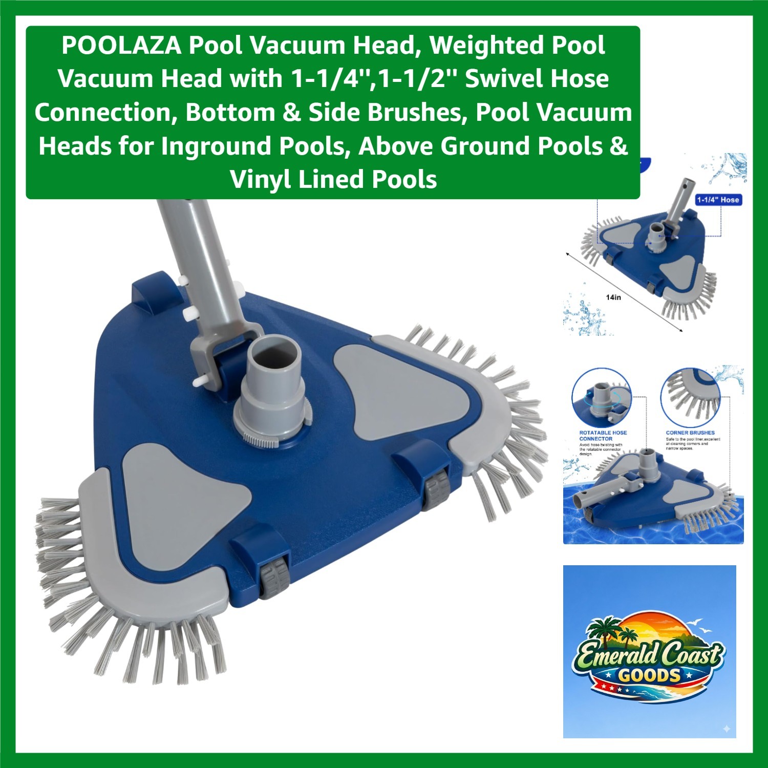 Professional-Grade Pool Vacuum Head with Dual Brush System for Perfect Cleaning