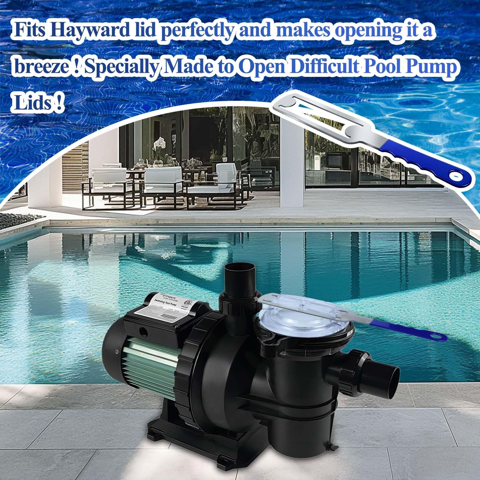 Pool Pump Lid Removal Tool with Handle Grip, Upgraded Metal Blue