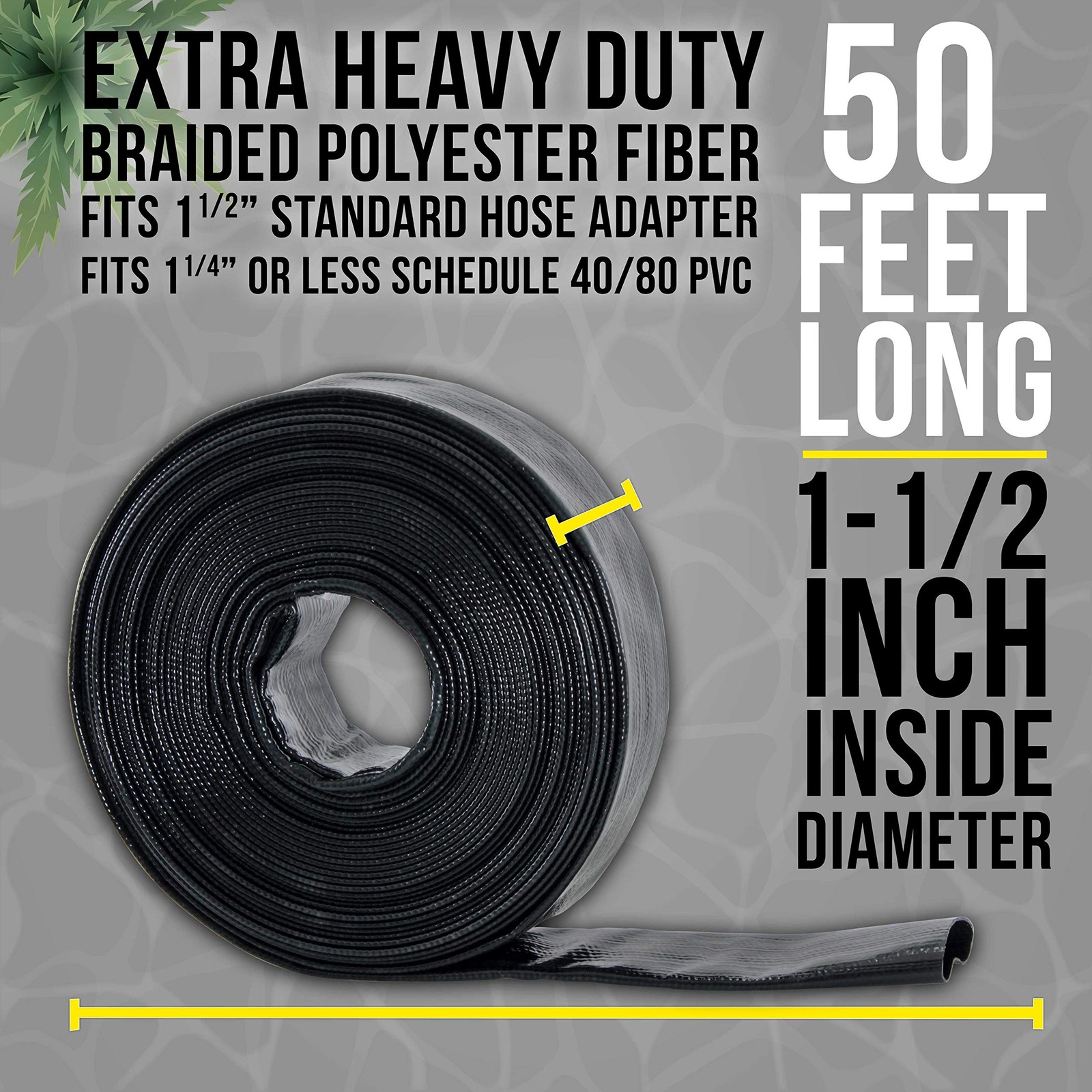 U.S. Pool Supply Backwash Hose 1 1/2 Inch 1.5 inch x 50 Feet, Black