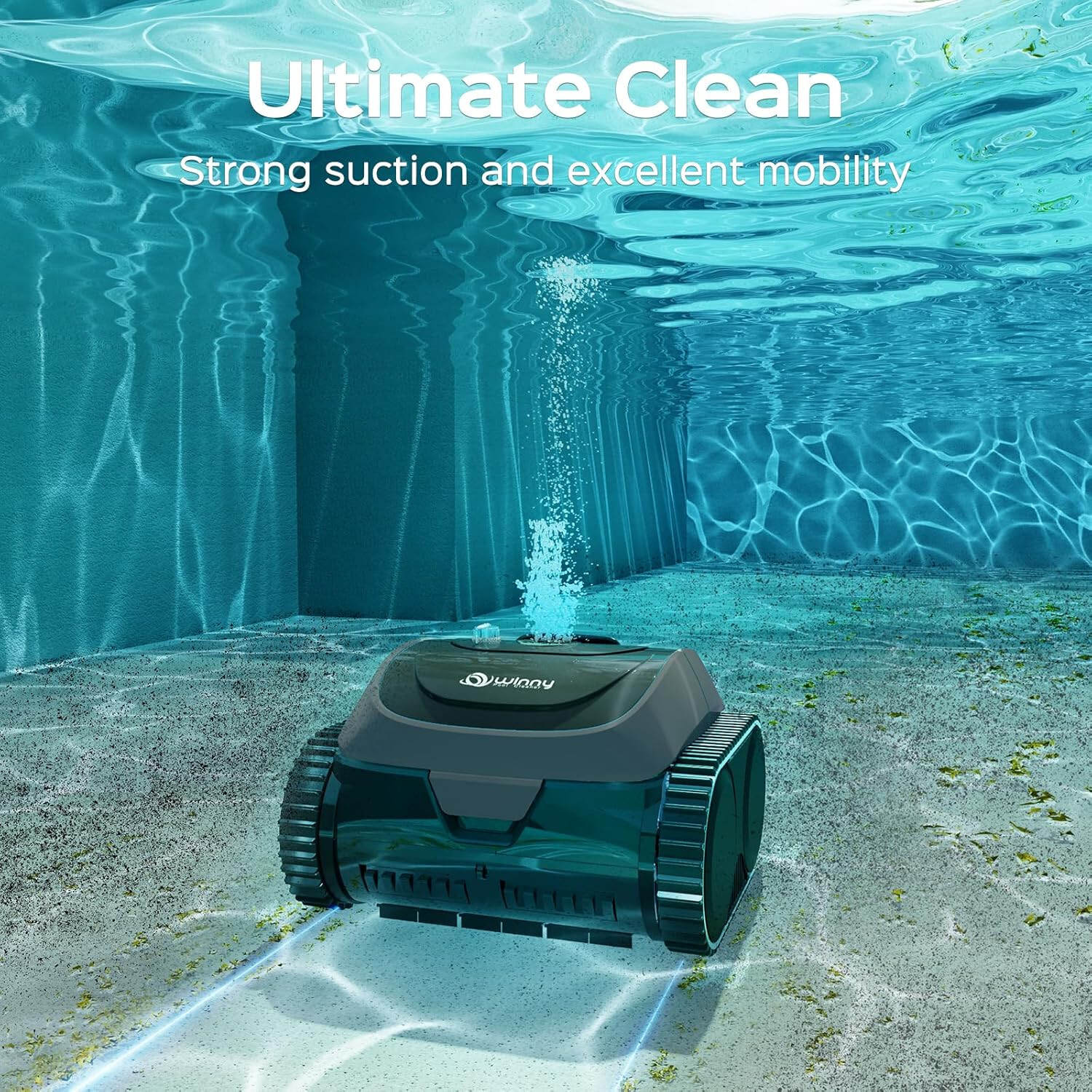 Track drive Floor & Wall Pool Vacuum Inground Cordless Robotic Cleaner Waterline