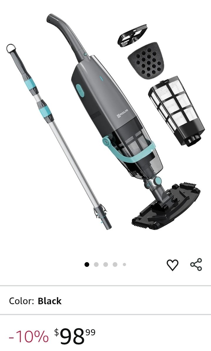 PoolMr Cordless Handheld Pool Vacuum Rechargeable Cleaner 18.5 GPM 60Min