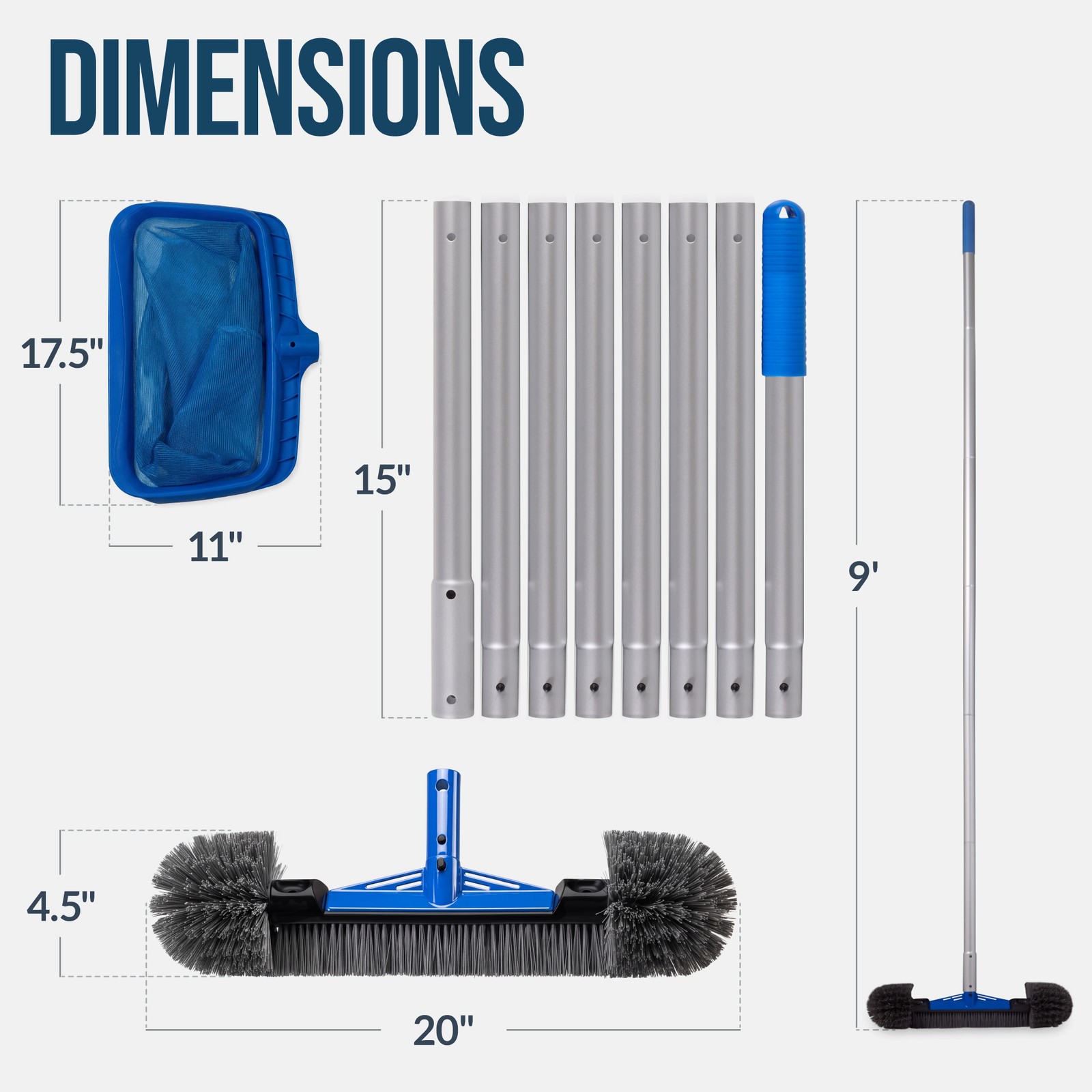 Best Choice Products Pool Cleaning Starter Kit – Pool Brush, Skimmer Net & Pole