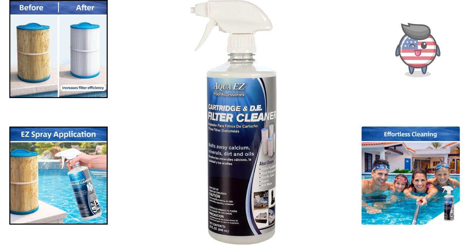 Pool & Spa Filter Cleaner – Extends Filter Life, 32 oz Citrus Fresh Formula