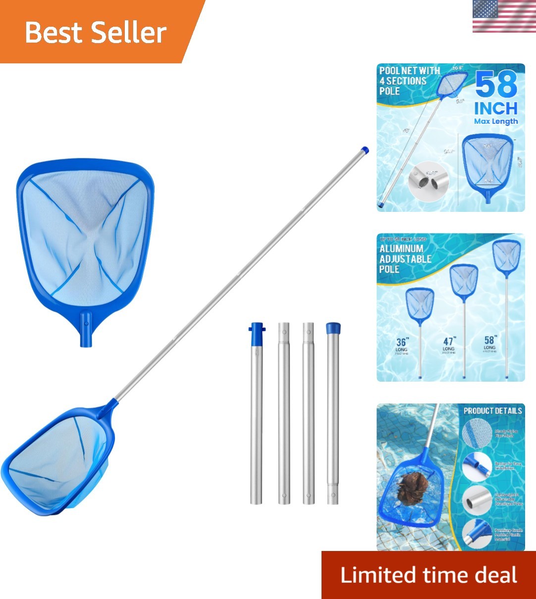 Ultra-Fine Mesh Pool Skimmer Net – Effortless Cleaning for Safe Pool Maintenance