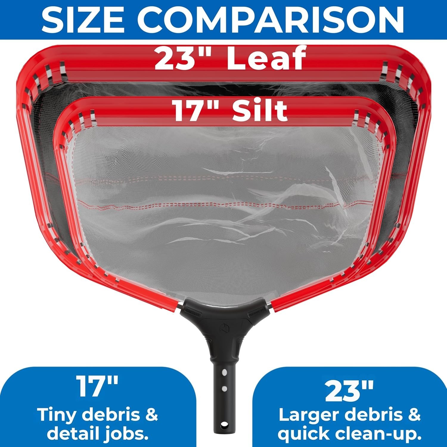 Durable Pool Rake Bundle: 23&Prime; Medium & 17&Prime; Fine – Unconditional Lifetime Promise