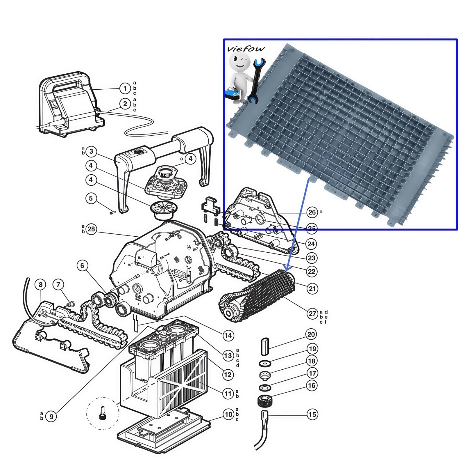 Front & Rear Brush Set for Robot Swimming Pool Cleaners – Replacement Parts for