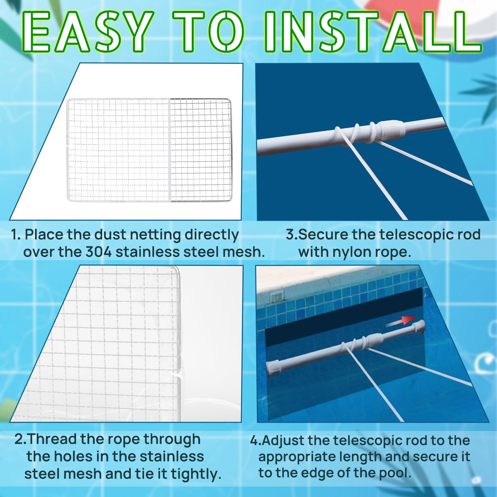 Pool Skimmer Guard Kit Reusable Swimming Pool Skimmer Leaf Shield Net with El…