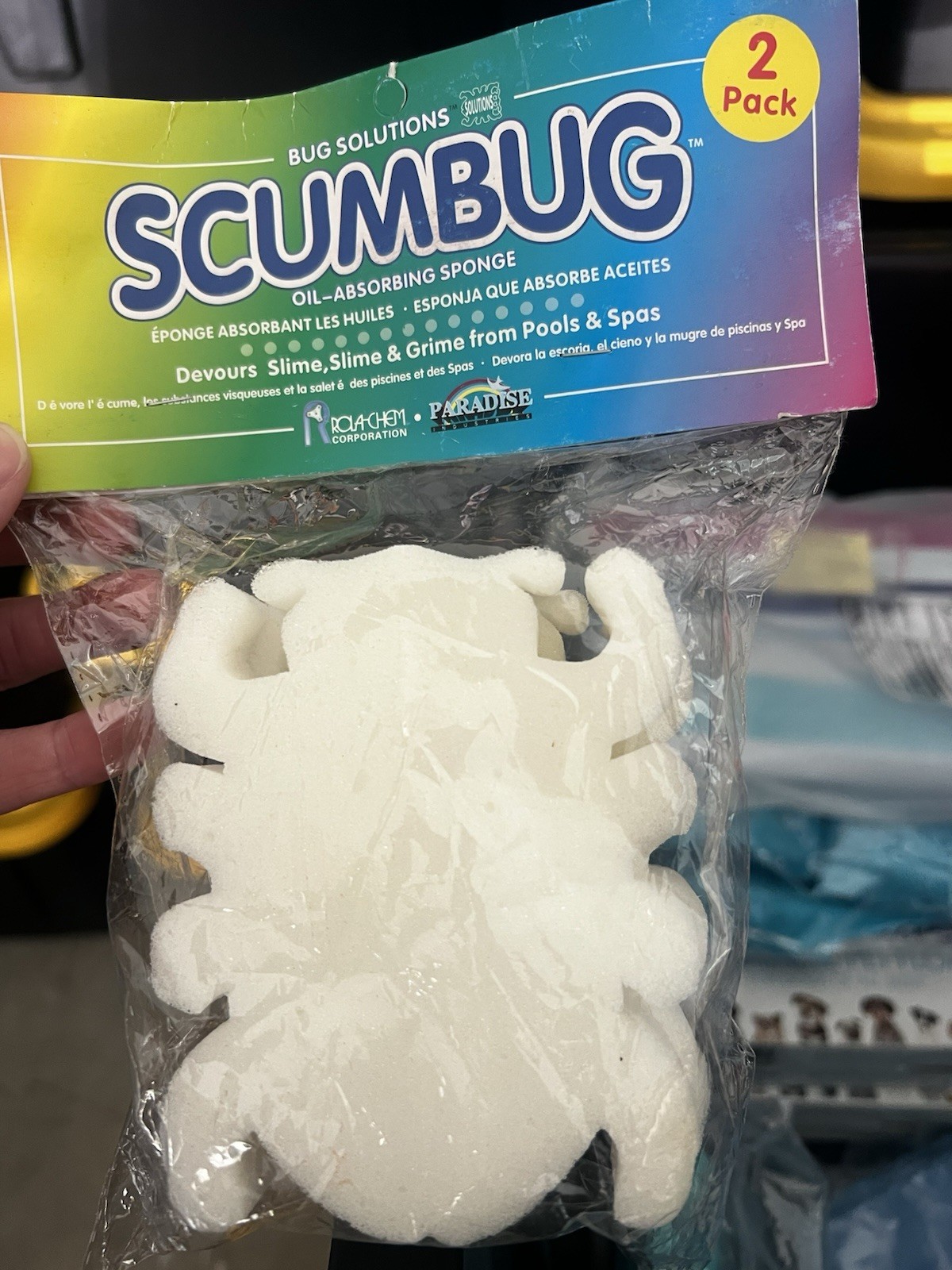 Scumbug Pool Spa Oil Absorbing Sponge 2 Pack Skimmer Scum Bug New
