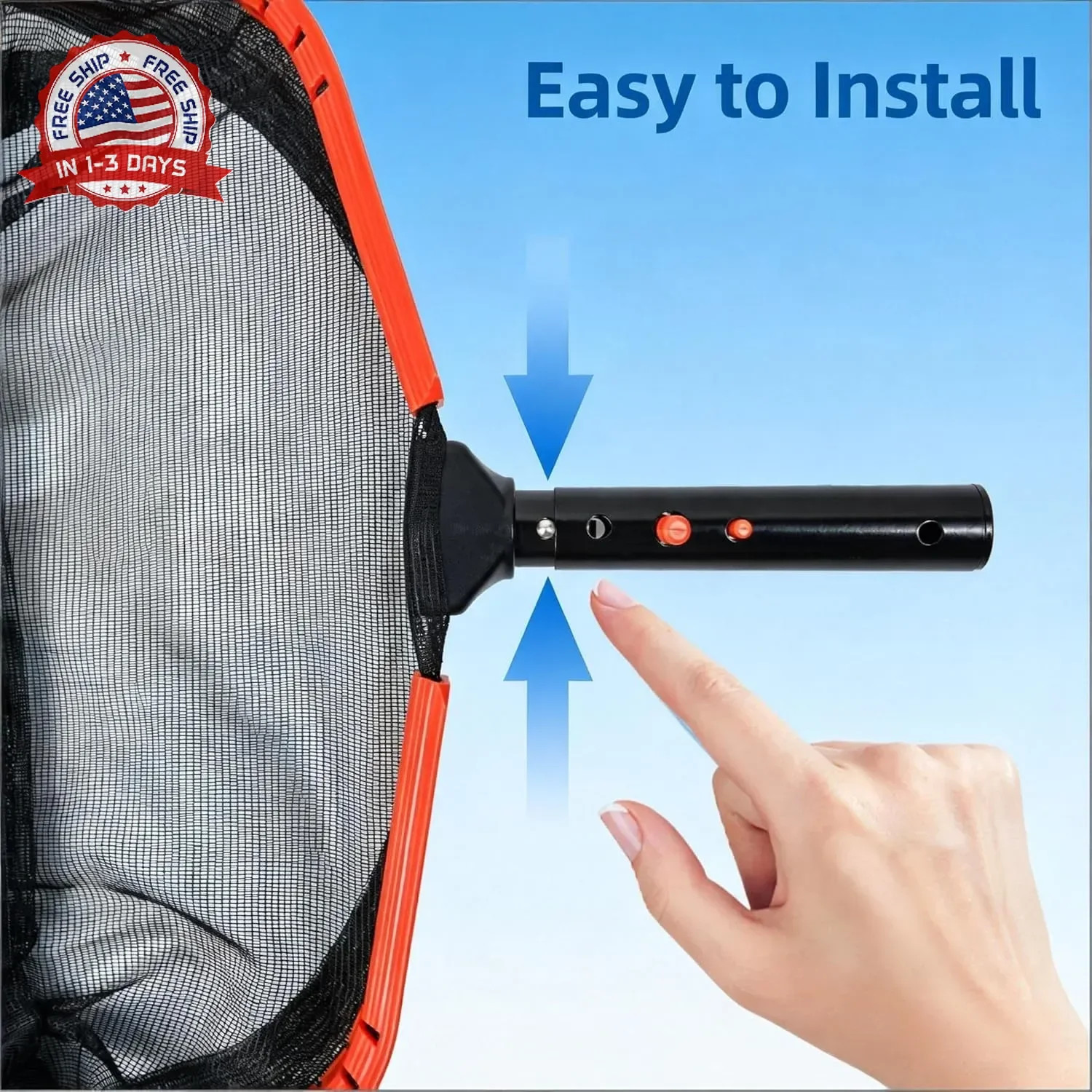 17.5&Prime; Pool Net, Pool Skimmer Net with Double-Layer Netting Bag, Aluminum Frame,