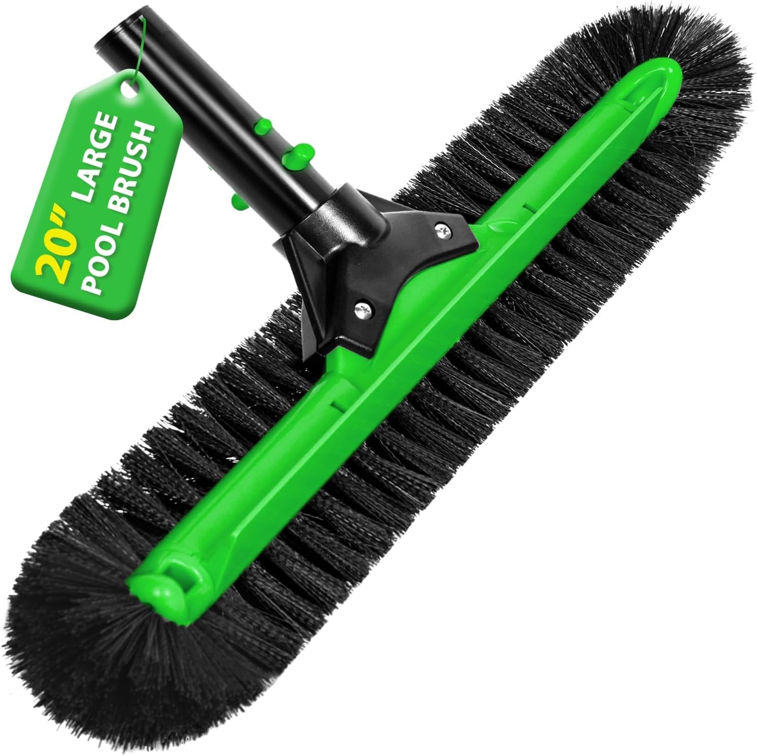 20&Prime; Wide Pool Brush Head Heavy Duty Pool Scrub Brush W/ 12-Rows Soft Bristles