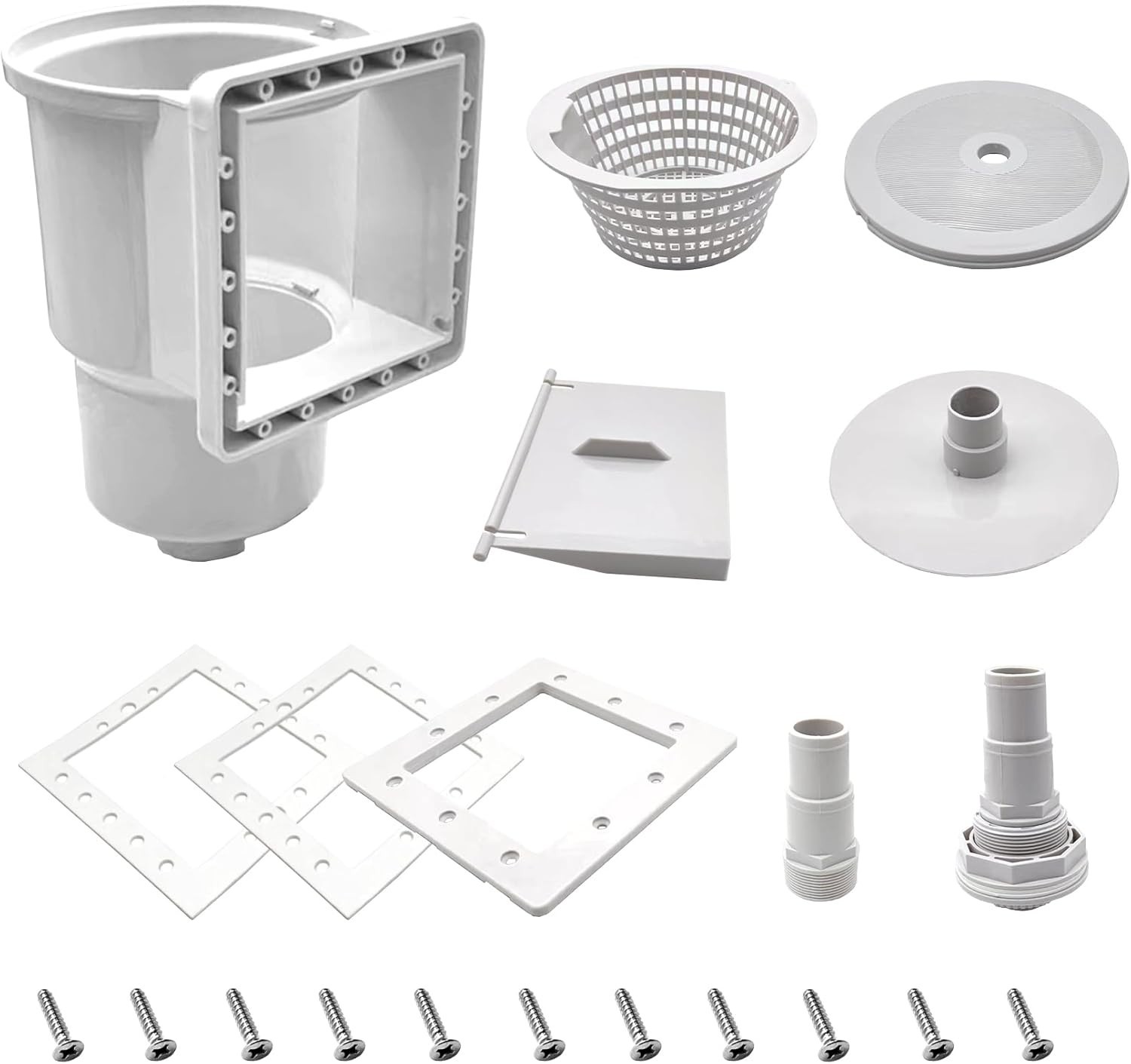 Above Ground Pool Skimmer, Thru-Wall 6&Prime; Opening w/ Accessories