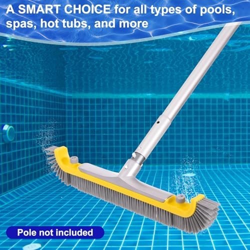 20 Inch Pool Brush Heavy Duty BPT Bristles Aluminum Handle Curved Ends Inground