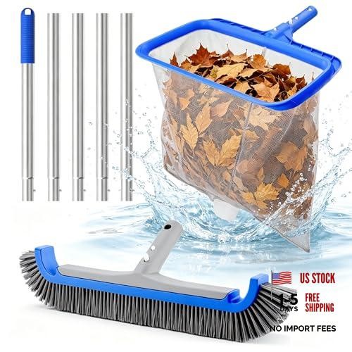 3-in-1 Pool Cleaning Kit – Leaf Rake Net, Wall Brush & Pole – 3PCS