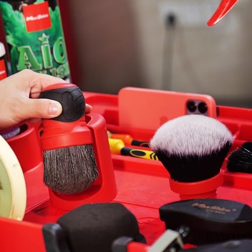 Universal Red & Gray Ultra-Soft Large Bristle Brush with Storage Rack | Combo