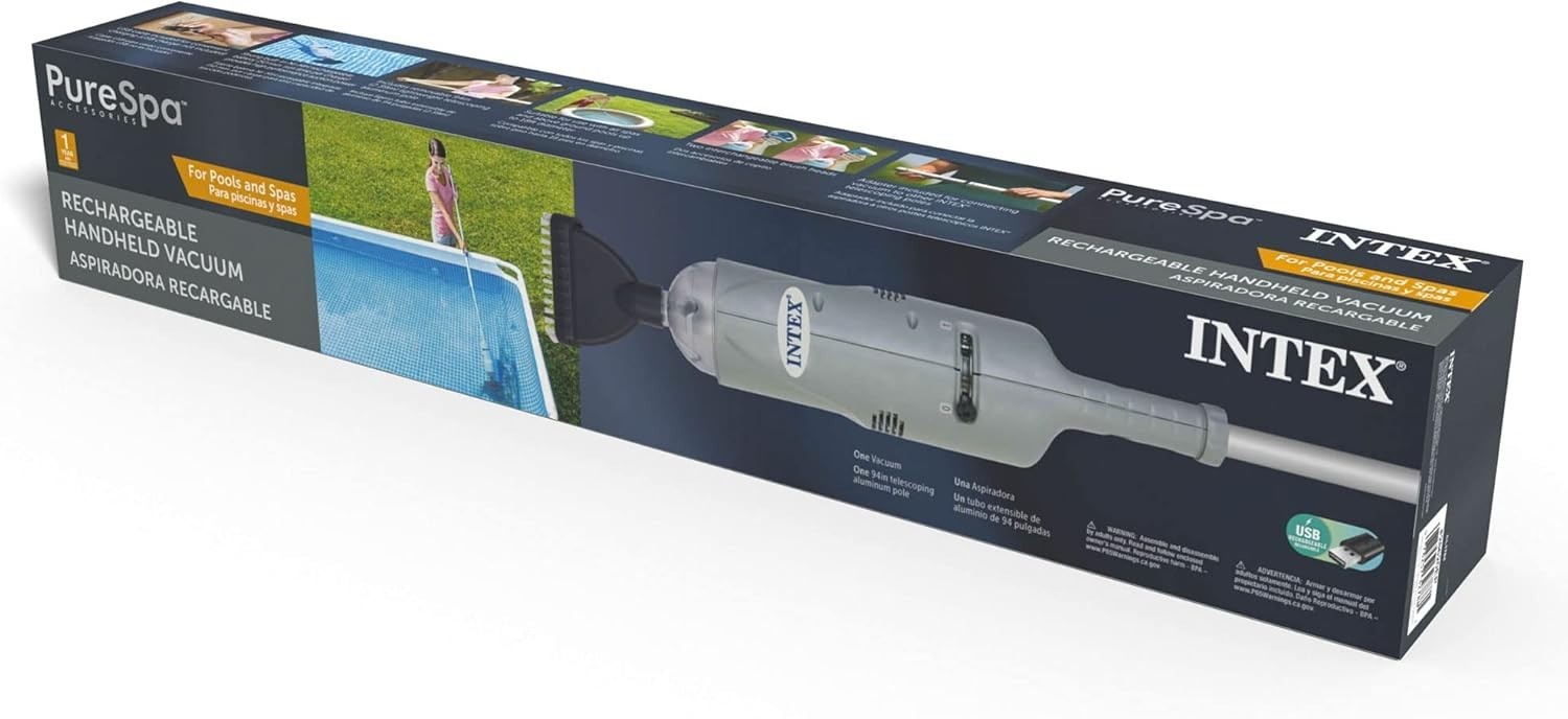 INTEX Rechargeable Handheld Pool Vacuum Cleaner with 94” Telescoping Pole