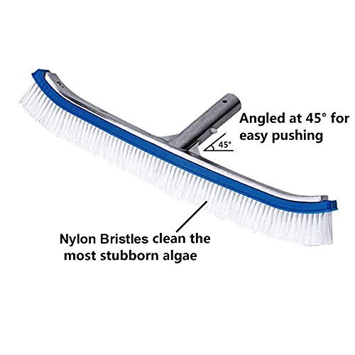 Swimming Pool Wall & Tile Brush,18&Prime; Heavy Duty Vinyl Polished Aluminum White