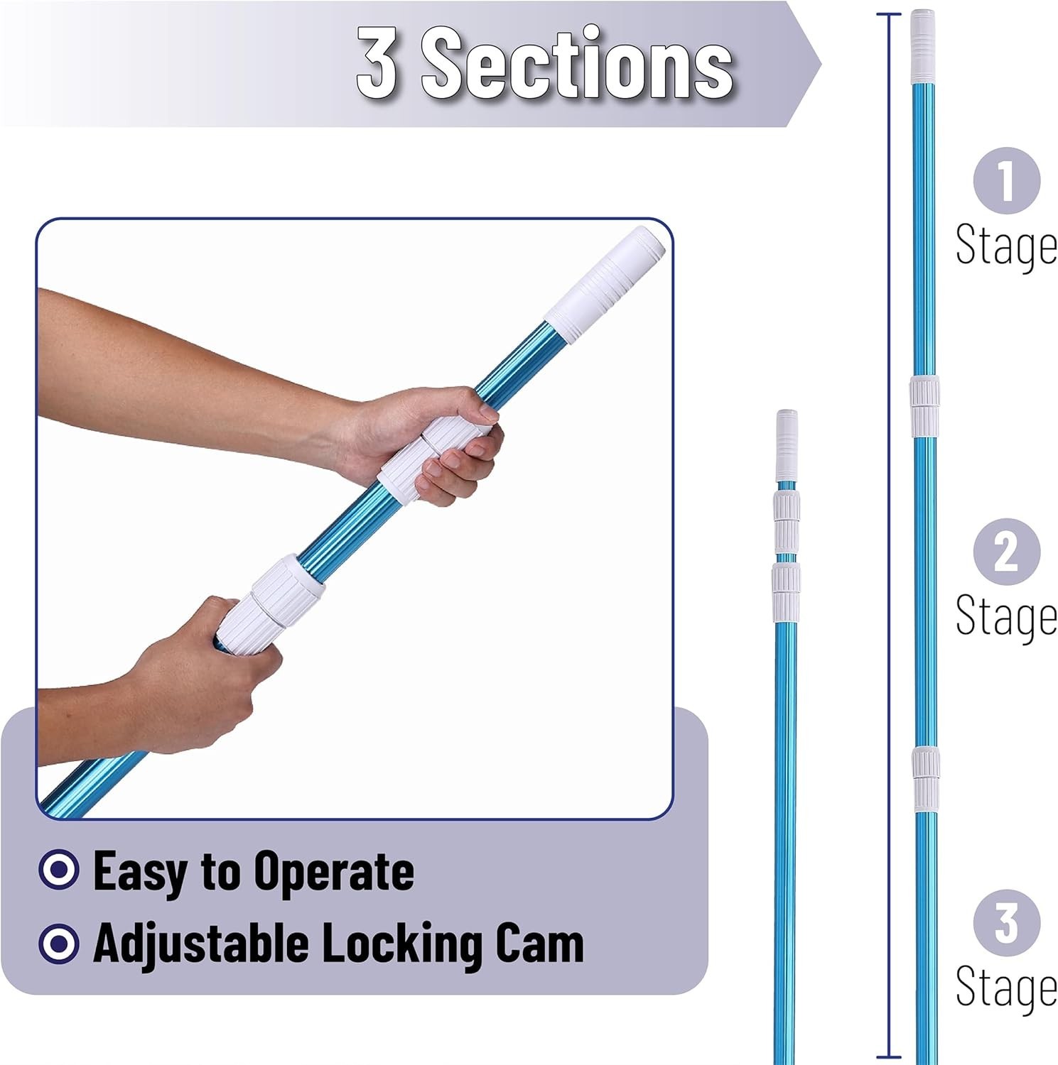 Versatile 12Ft Pool Cleaning Pole – Durable Aluminum with Easy Attachment System