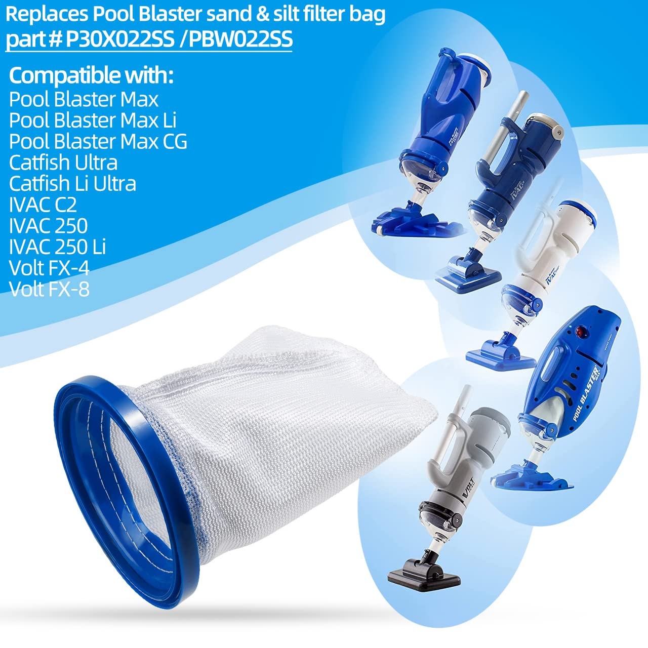 2-Pack Pool Vacuum Cleaner Reusable Filter Bag for Blaster Water Tech…