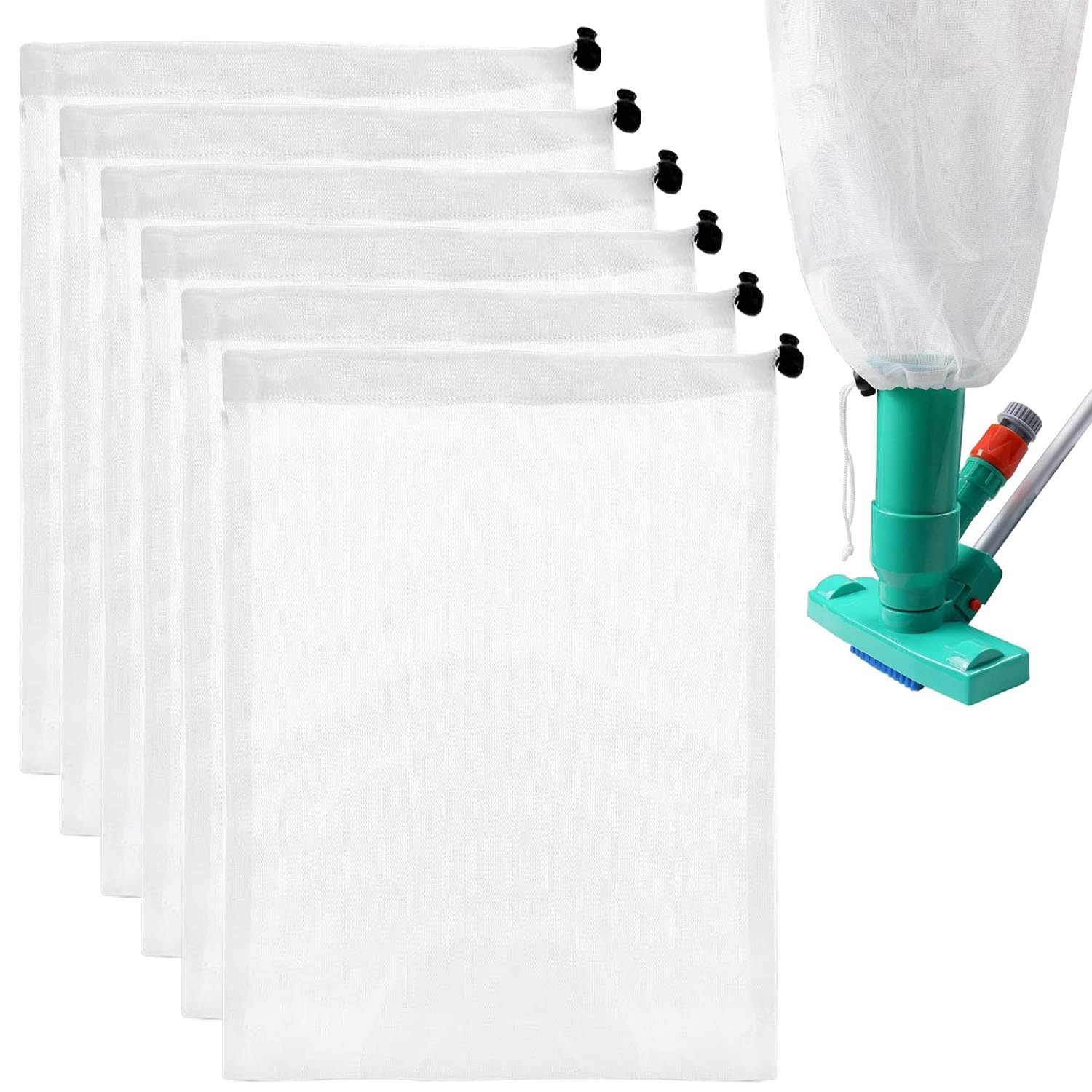 6Pack Pool Vacuum Mesh Replacement Bags, Fine Mesh Leaf Vacuum Net Bags with …