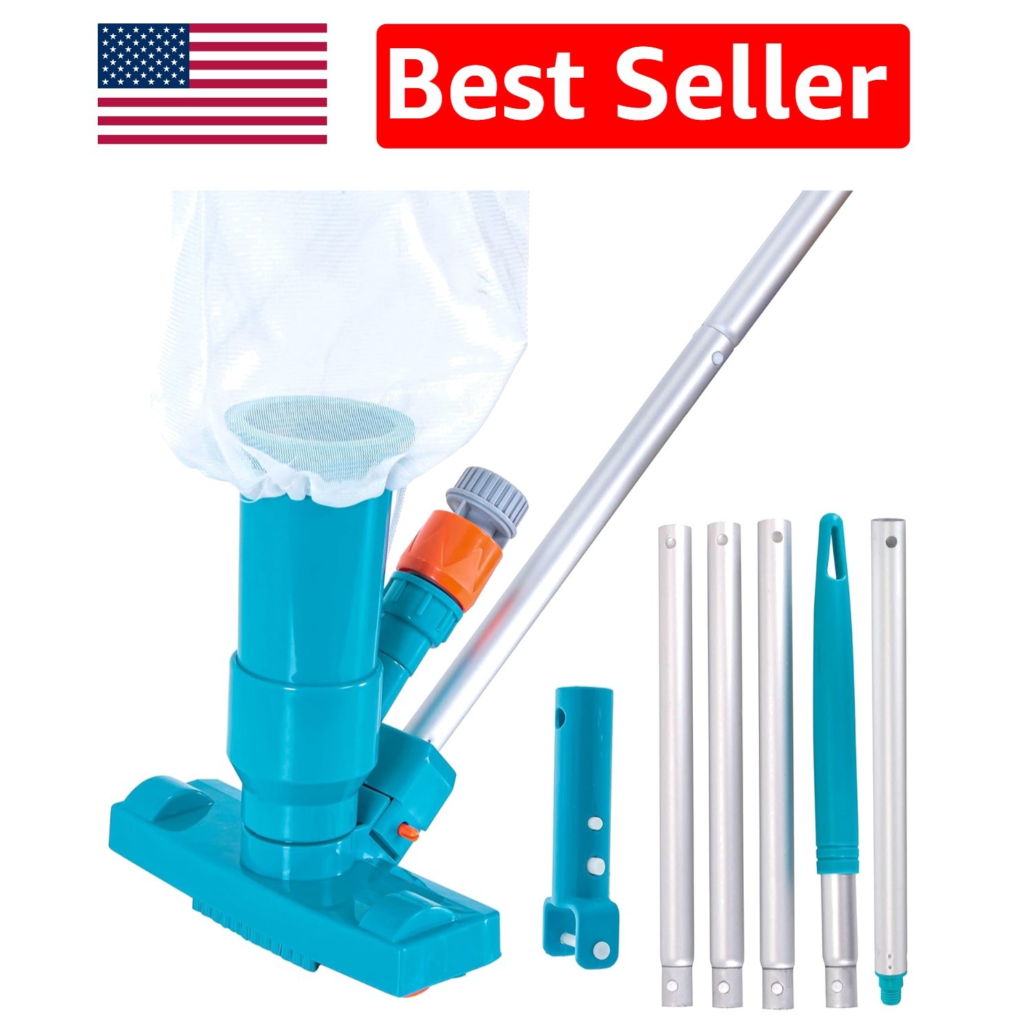 Portable Pool Vacuum Cleaner with 4ft Pole & 3 Brush System for Spotless Water