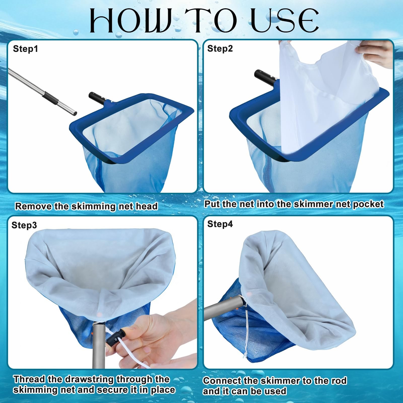 3Pcs Ultra Fine Mesh Net Bag for Pool Skimmer Net ，26x22Inch Adjustable Large…