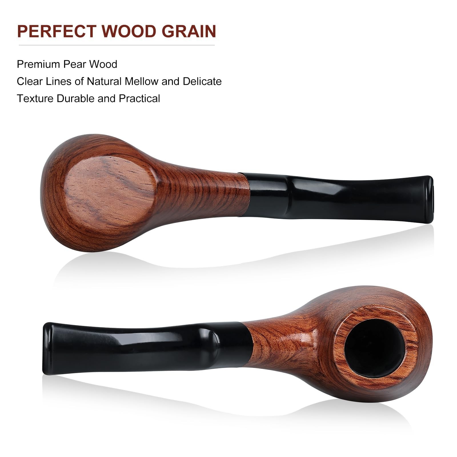 Joyoldelf Smoking Pipe, Wooden Tobacco Pipe with Gift 29 Piece Set, brown
