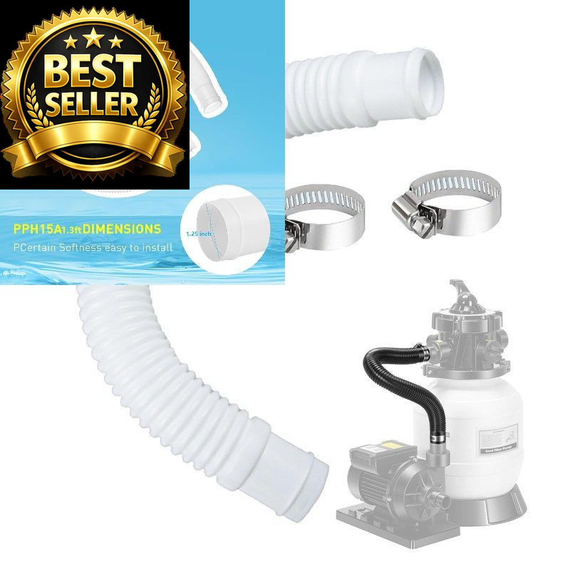 Pool Sand Filter Pump Hose – 1.25&Prime; 16 inches x 1.25 inches, White -1 Pack