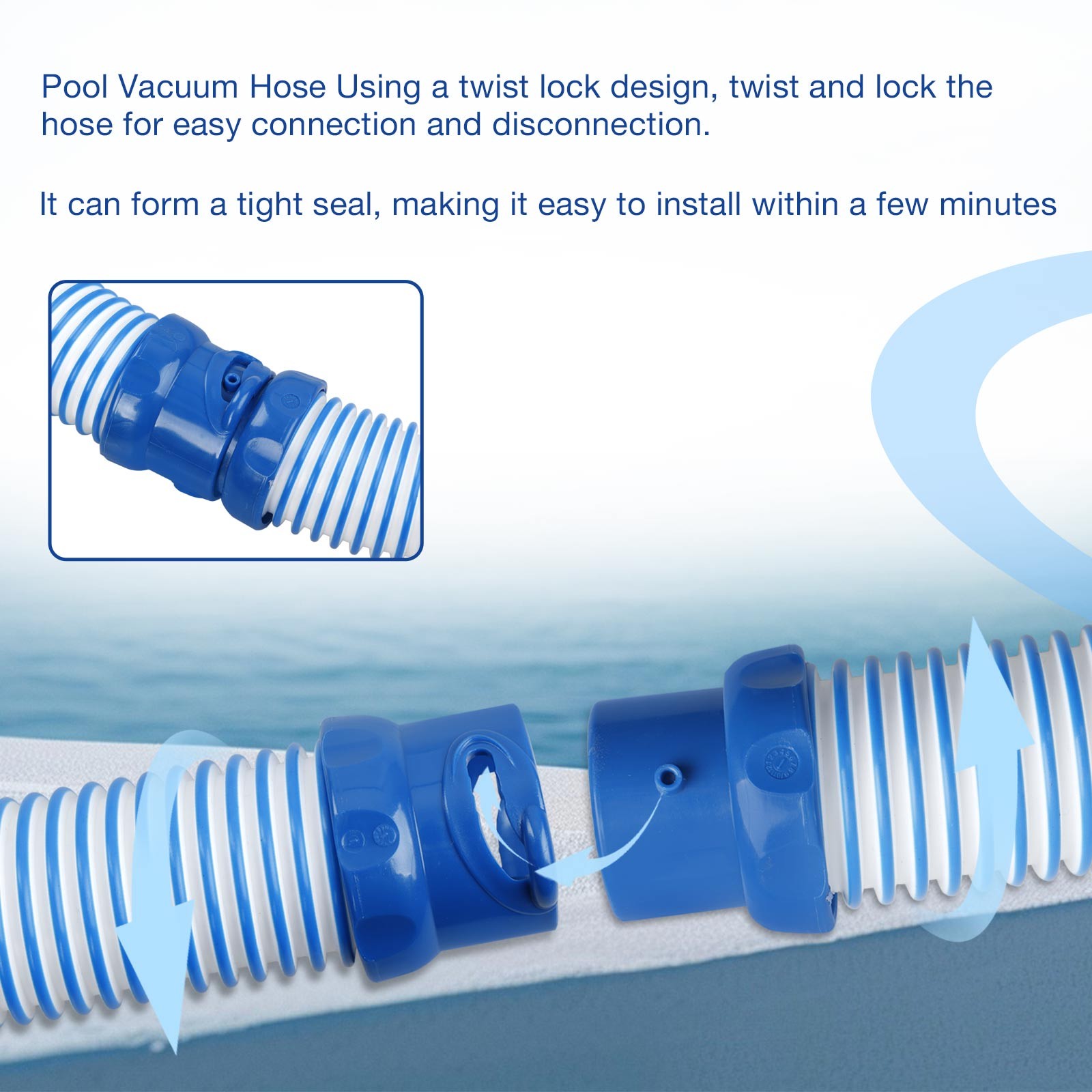 6Pcs 39&Prime; Pool Cleaner Twist Lock Hose For Zodiac Baracuda MX6 MX8 X7 T5 R0527700