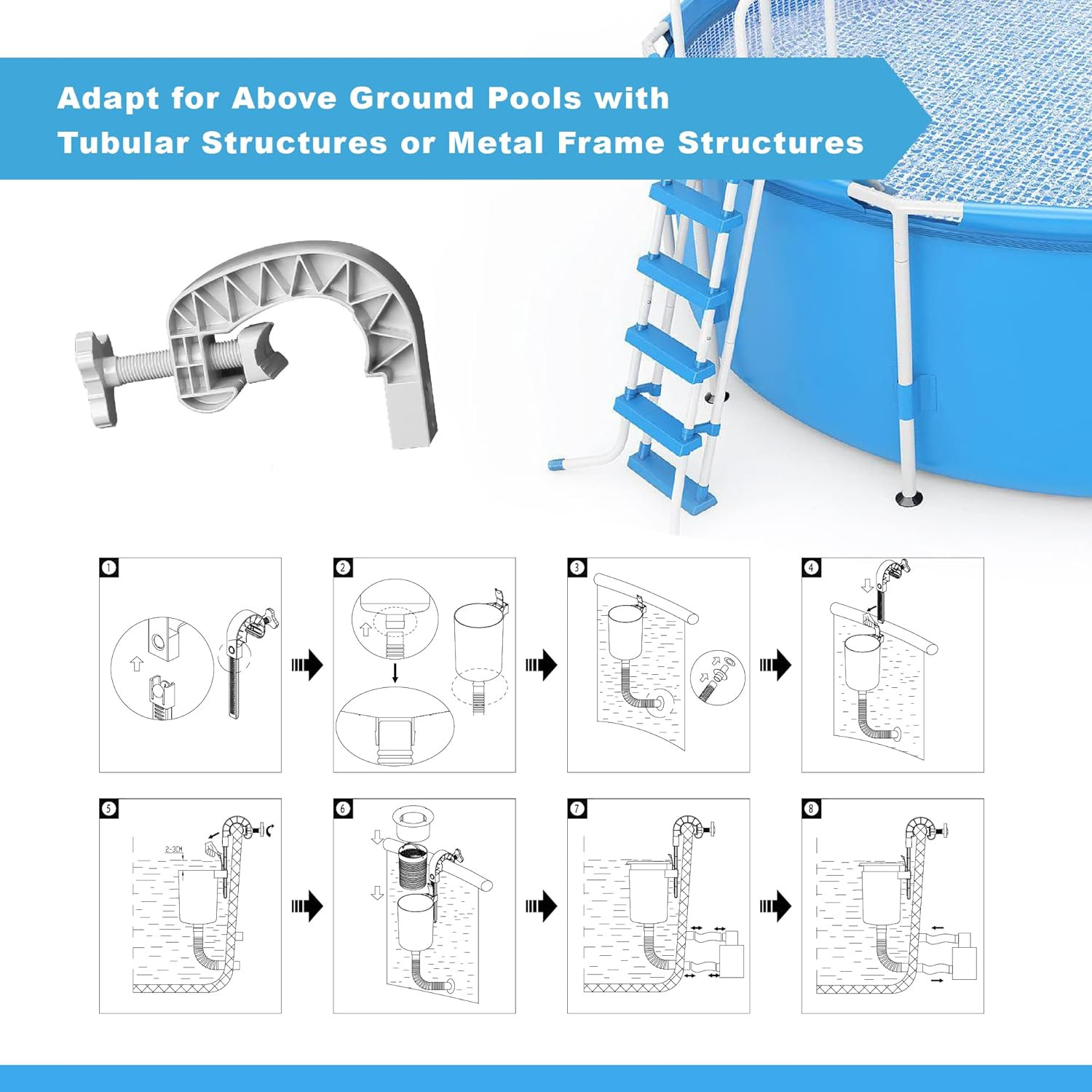 Above Ground Pool Skimmer with 5 Skimmer Socks, Wall Mount Surface Skimmer with