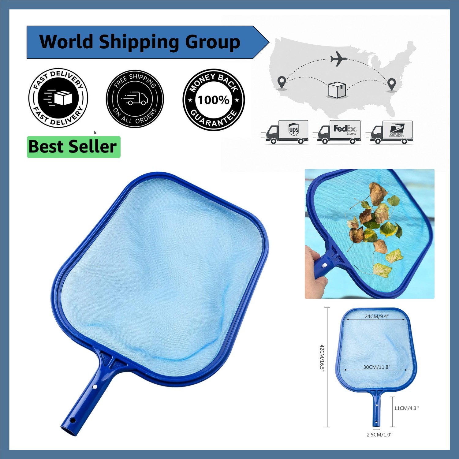 Lightweight and Maneuverable Pool Cleaning Skimmer Net – 11.8 x 16.5 Inch