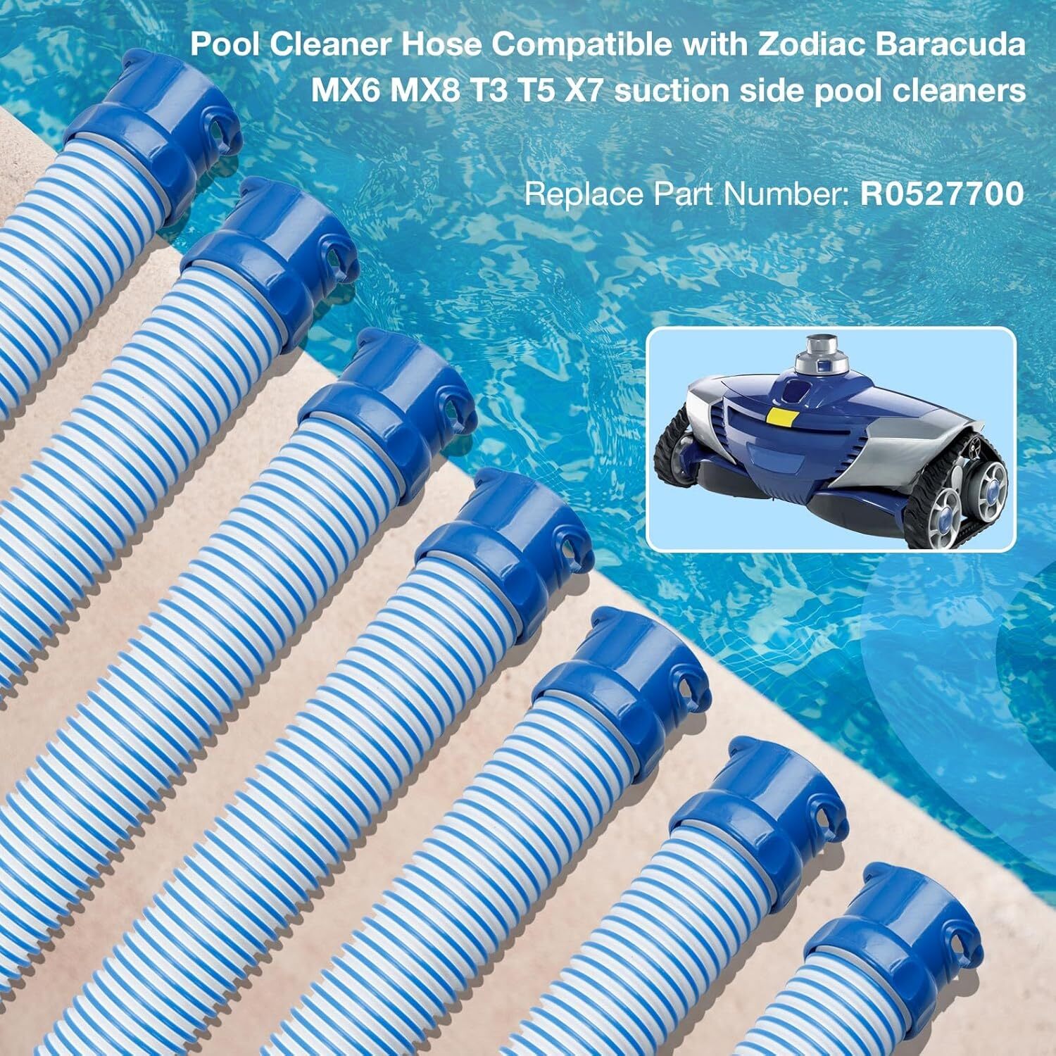 7Pcs R0527700 39&Prime; Pool Cleaner Lock Hose for Zodiac Mx6 Mx8 Pool Systems
