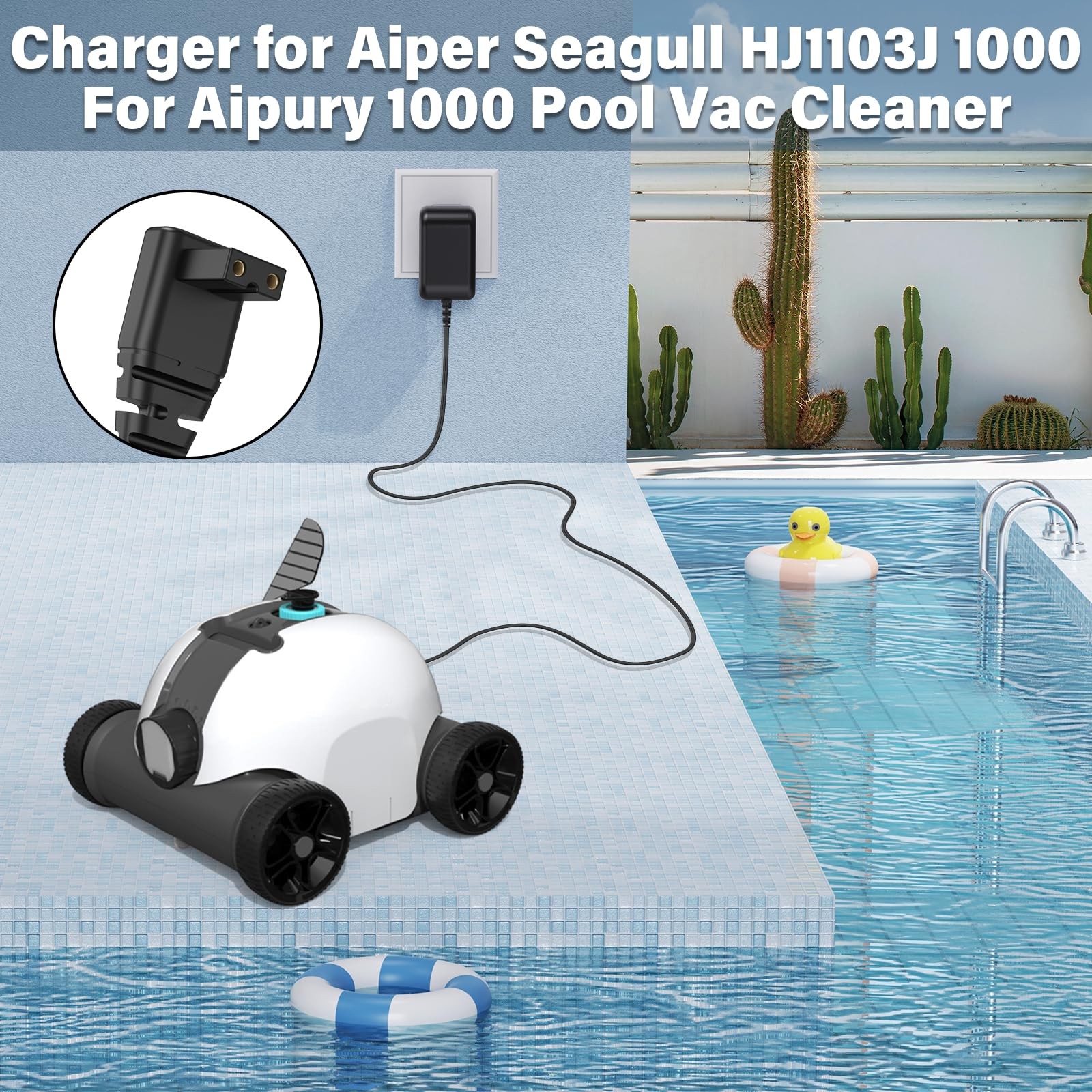 12.6V for Aiper Seagull HJ1103J 1000 Cordless Robotic Pool Vacuum Cleaner Cha…