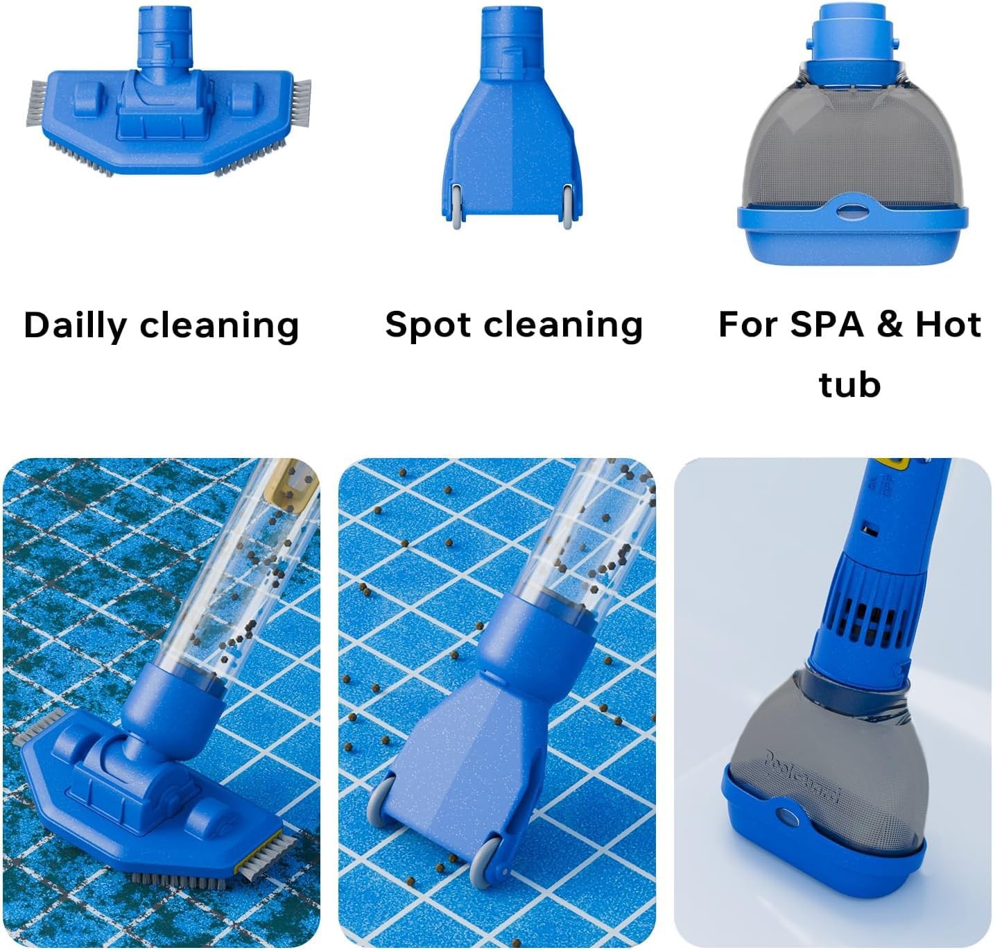 Cordless Pool Vacuum with Strong Suction, Rechargeable Handheld Navy Blue