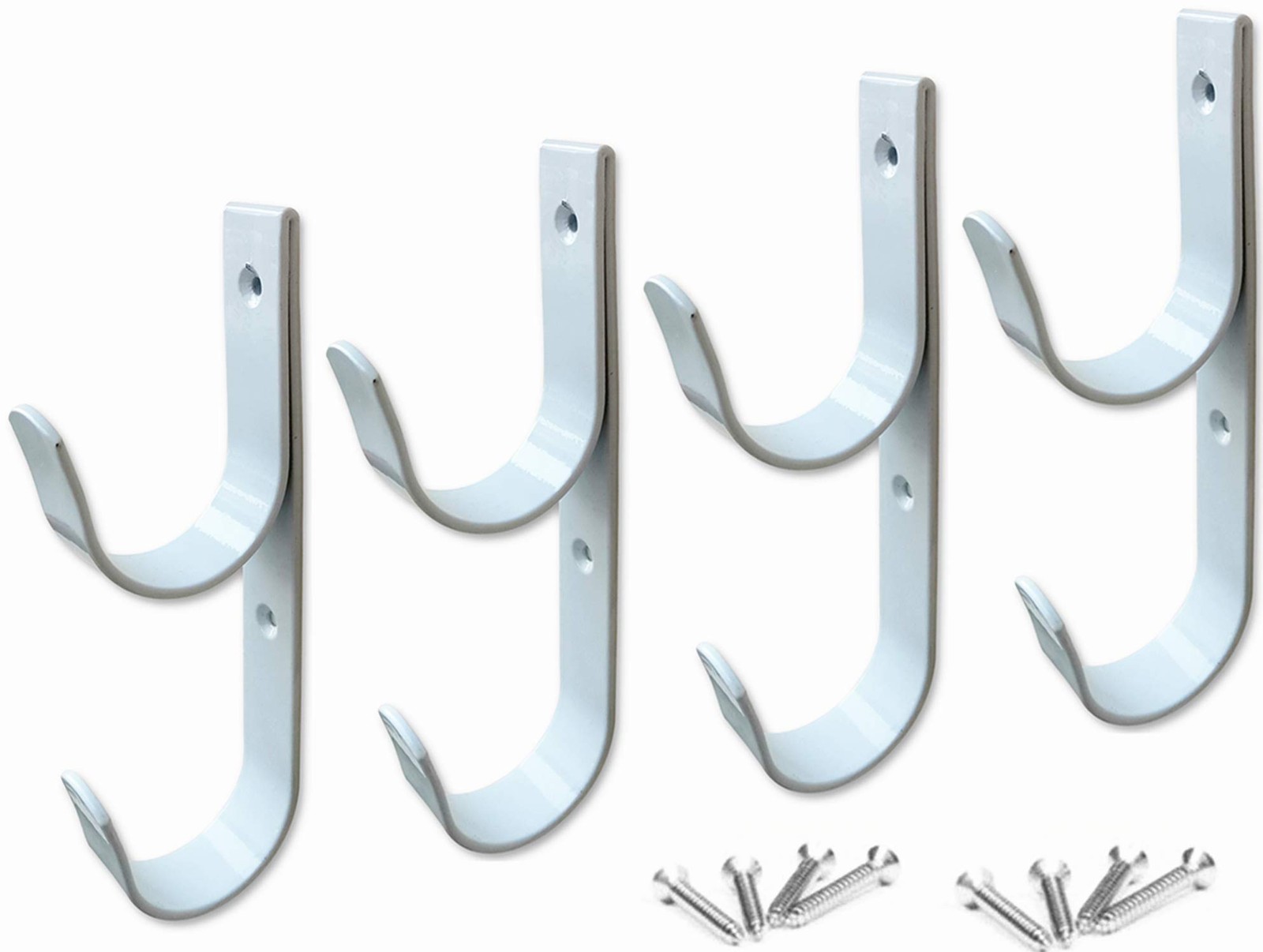 4 PCS Set Wide Pool Pole Hangers Heavy Duty White Aluminium Holder Hooks with…