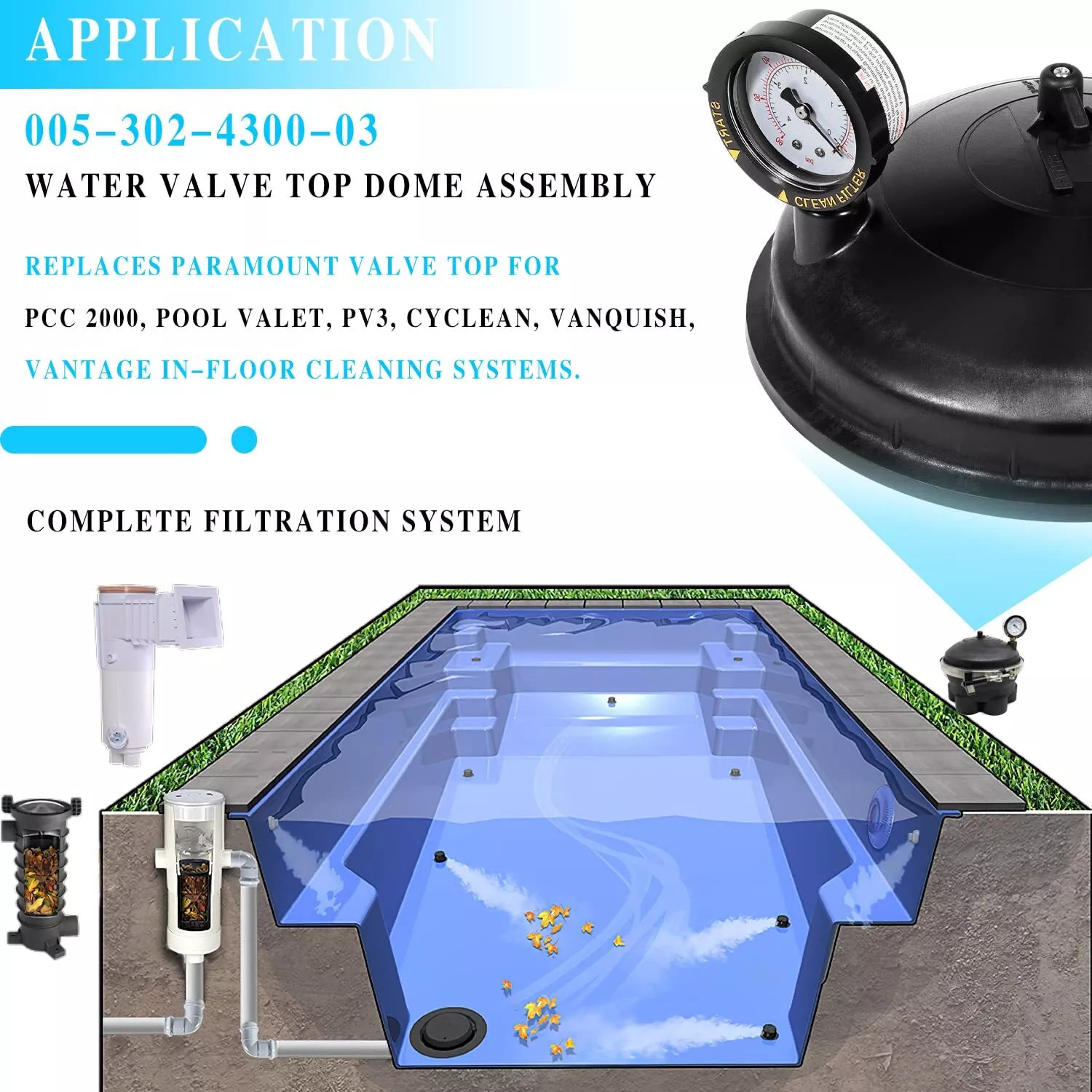 Replacement for Paramount Water Valve Top Dome Complete Assembly 005-302-4300-03